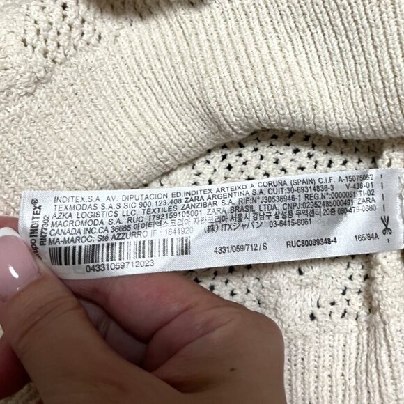 Zara Lace Trim Pointelle Crochet Knit Top - Picture 7 of 8